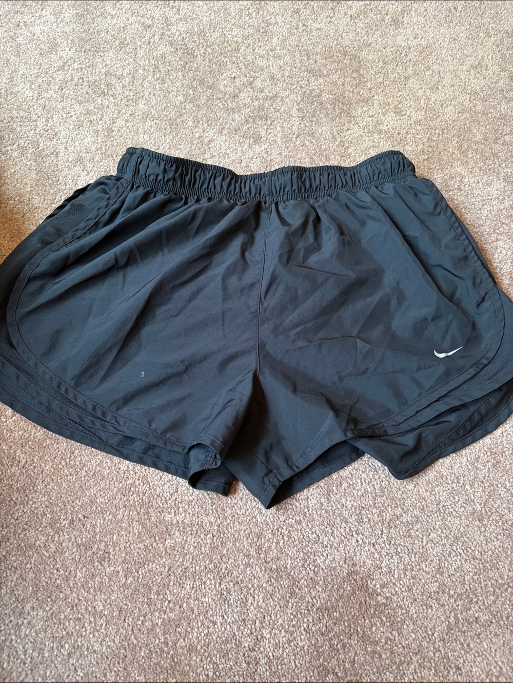 Nike Black Athletic Shorts with White Swoosh Accent